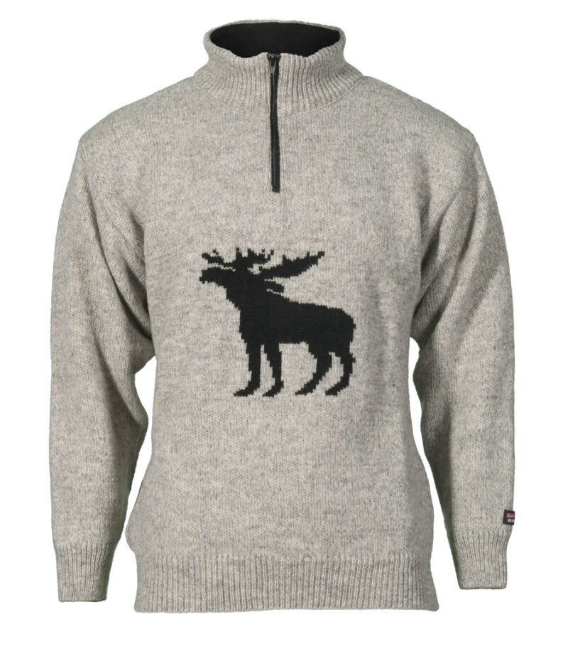 Wool sweater with design moose - norwegian