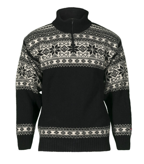 Norwegian wool sweater for women and men - black and white