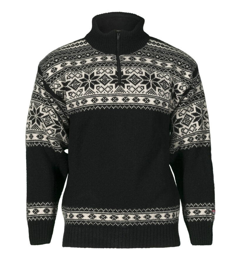 Norwegian wool sweater for women and men - black and white