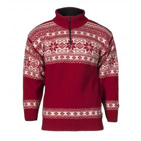 Norwegian wool sweater for women and men - red and white