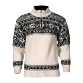 Norwegian wool sweater for women and men - white and black