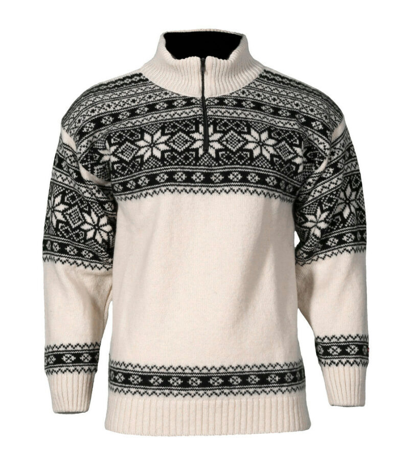 Norwegian wool sweater for women and men - white and black